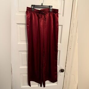 Elegant Burgundy Satin Pants